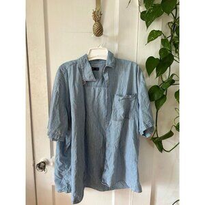 Pool jeans men’s size large blue, button-down, short sleeve shirt